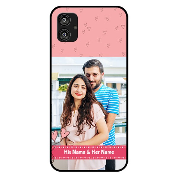 Samsung Galaxy F04 Personalized Glass Phone Case - Love Design Peach Color Samsung Galaxy F04 Personalized Glass Phone Case - Love Design Peach Color