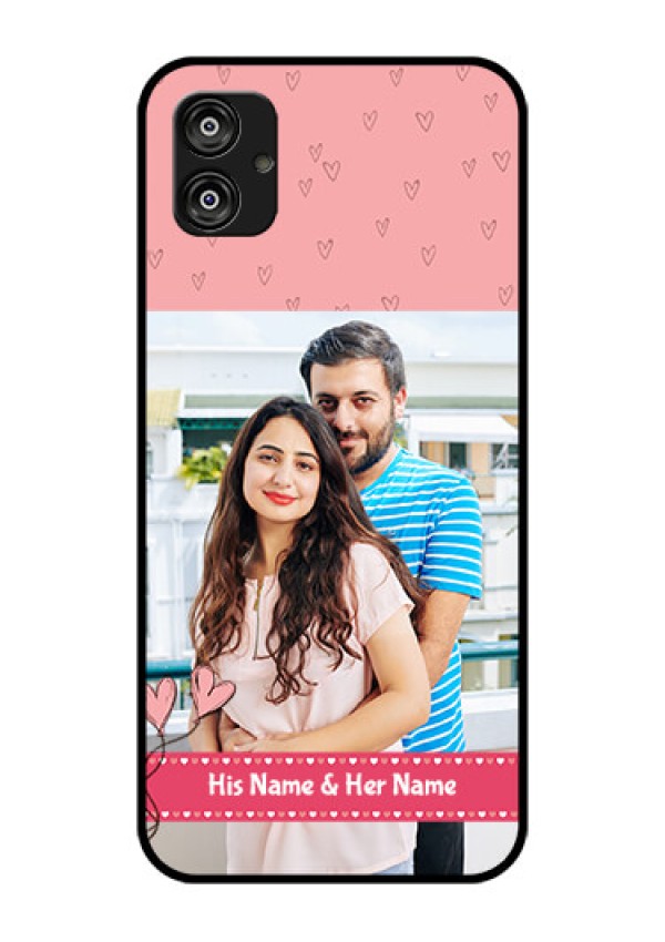 Samsung Galaxy F04 Personalized Glass Phone Case - Love Design Peach Color