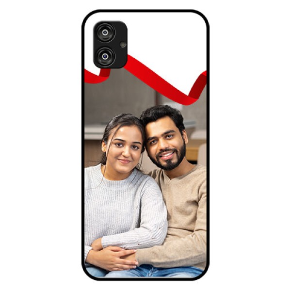 Samsung Galaxy F04 Photo Printing on Glass Case - Red Ribbon Frame Design