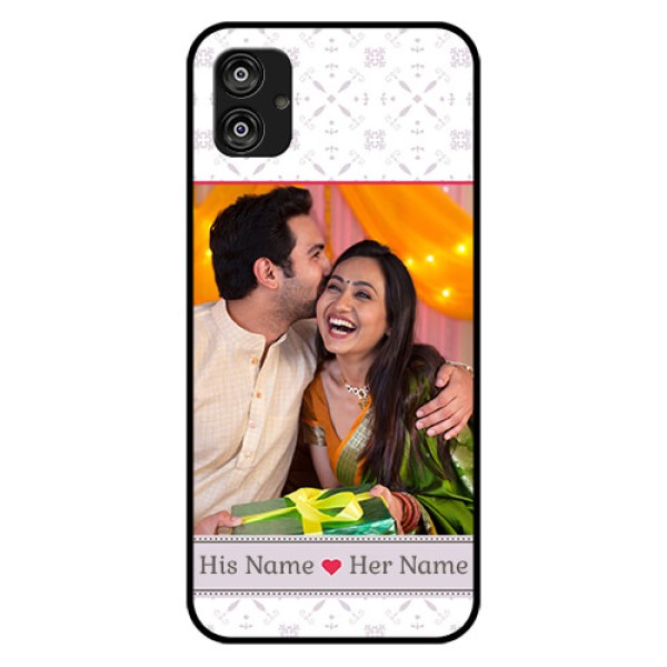 Samsung Galaxy F04 Custom Glass Mobile Case - with Photo and Ethnic Design Samsung Galaxy F04 Custom Glass Mobile Case - with Photo and Ethnic Design