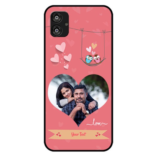 Samsung Galaxy F04 Personalized Glass Phone Case - Peach Color Love Design Samsung Galaxy F04 Personalized Glass Phone Case - Peach Color Love Design