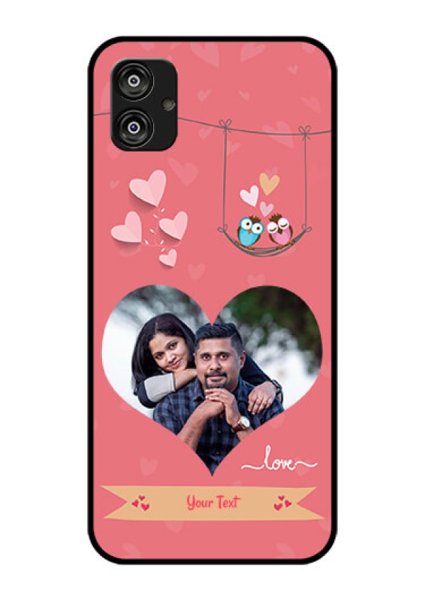 Samsung Galaxy F04 Personalized Glass Phone Case - Peach Color Love Design