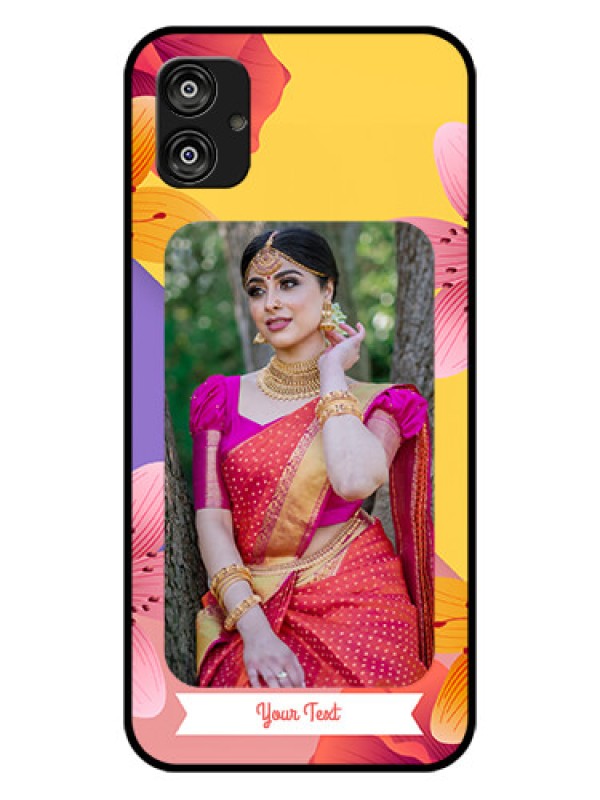 Custom Samsung Galaxy F04 Custom Glass Mobile Case - 3 Image With Vintage Floral Design