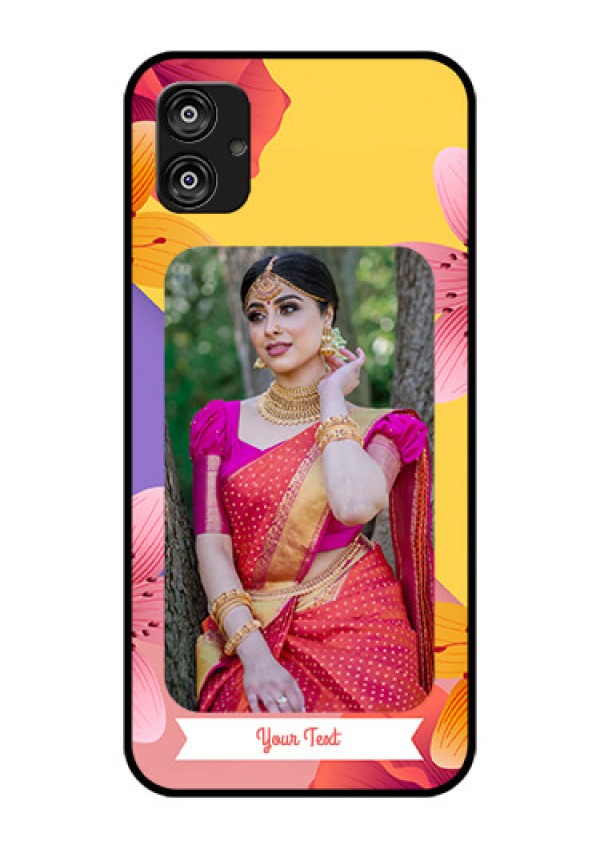 Samsung Galaxy F04 Custom Glass Mobile Case - 3 Image With Vintage Floral Design