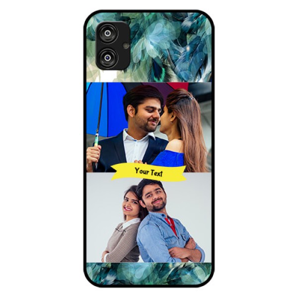 Samsung Galaxy F04 Personalized Glass Phone Case - Image with Boho Peacock Feather Design