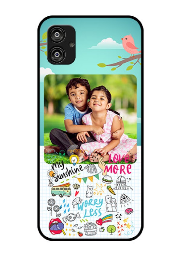Samsung Galaxy F04 Photo Printing on Glass Case - Doodle love Design