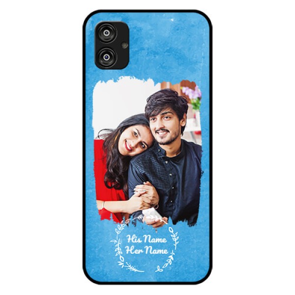 Galaxy F04 Custom Glass Phone Case - Blue Color Vintage Design Galaxy F04 Custom Glass Phone Case - Blue Color Vintage Design