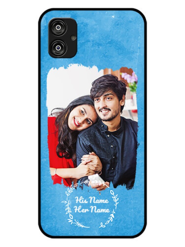 Custom Galaxy F04 Custom Glass Phone Case - Blue Color Vintage Design