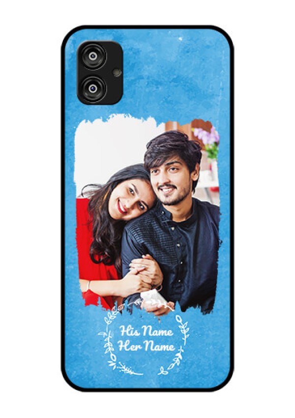 Galaxy F04 Custom Glass Phone Case - Blue Color Vintage Design