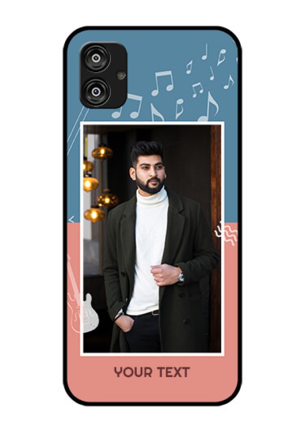 Samsung Galaxy F04 Photo Printing on Glass Case - with Color Musical Note Design