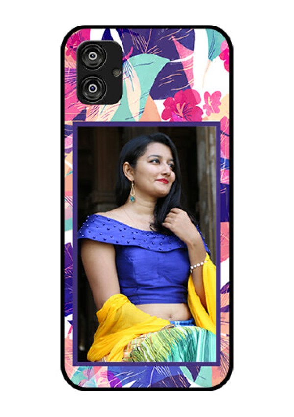 Samsung Galaxy F04 Custom Glass Mobile Case - Abstract Floral Design