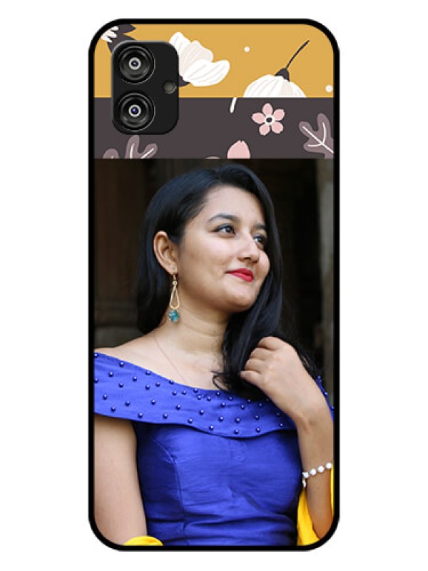 Custom Samsung Galaxy F04 Custom Glass Phone Case - Stylish Floral Design