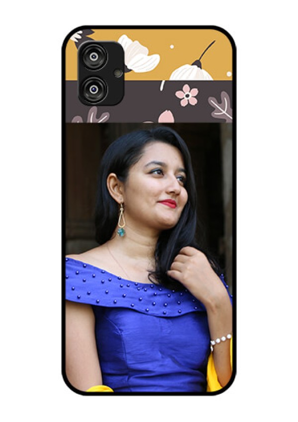 Samsung Galaxy F04 Custom Glass Phone Case - Stylish Floral Design