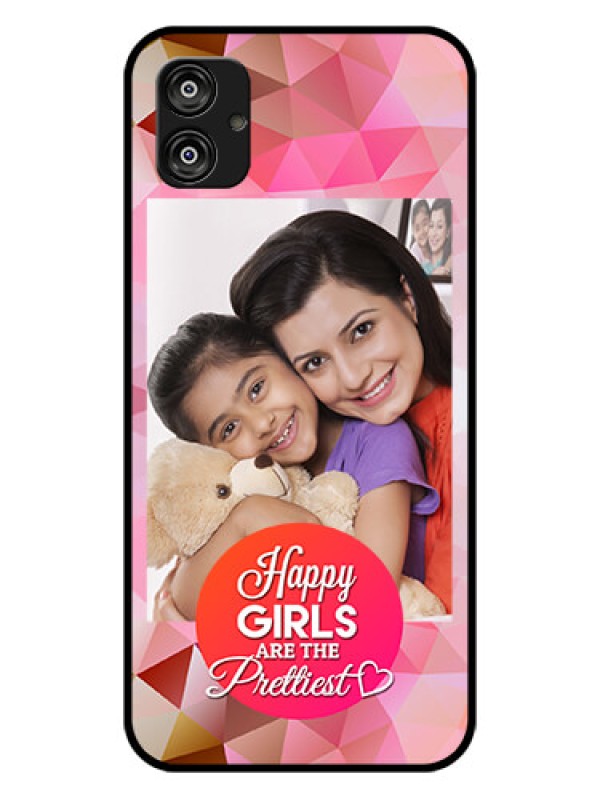 Custom Samsung Galaxy F04 Photo Printing on Glass Case - Abstract Triangle Design