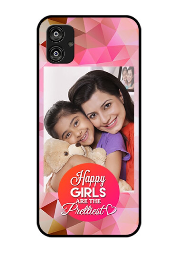 Samsung Galaxy F04 Photo Printing on Glass Case - Abstract Triangle Design