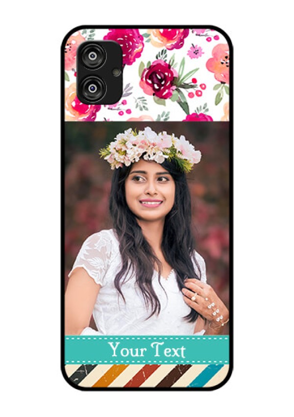 Samsung Galaxy F04 Custom Glass Phone Case - Watercolor Floral Design