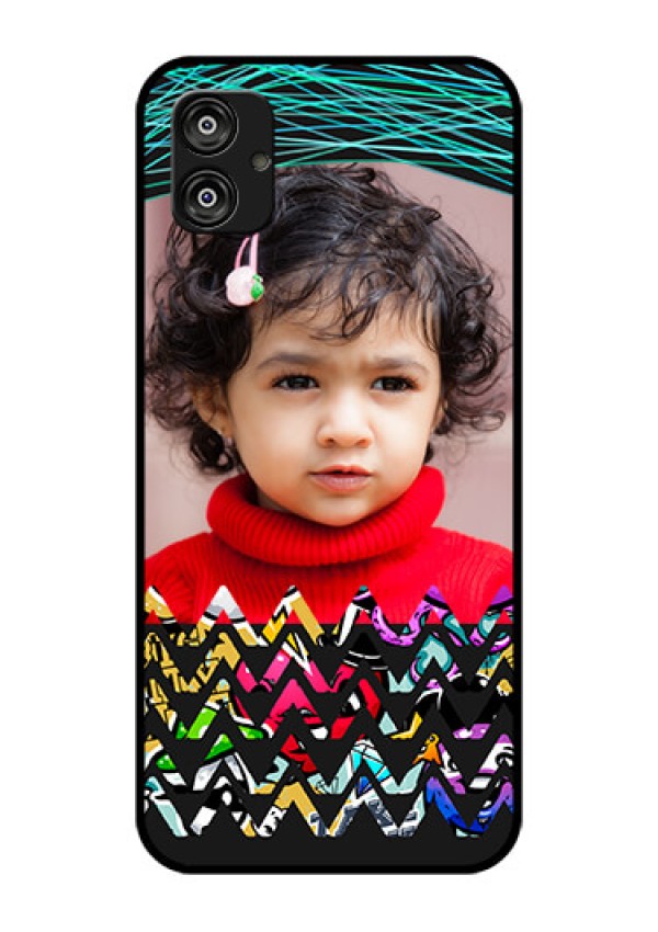 Samsung Galaxy F04 Personalized Glass Phone Case - Neon Abstract Design