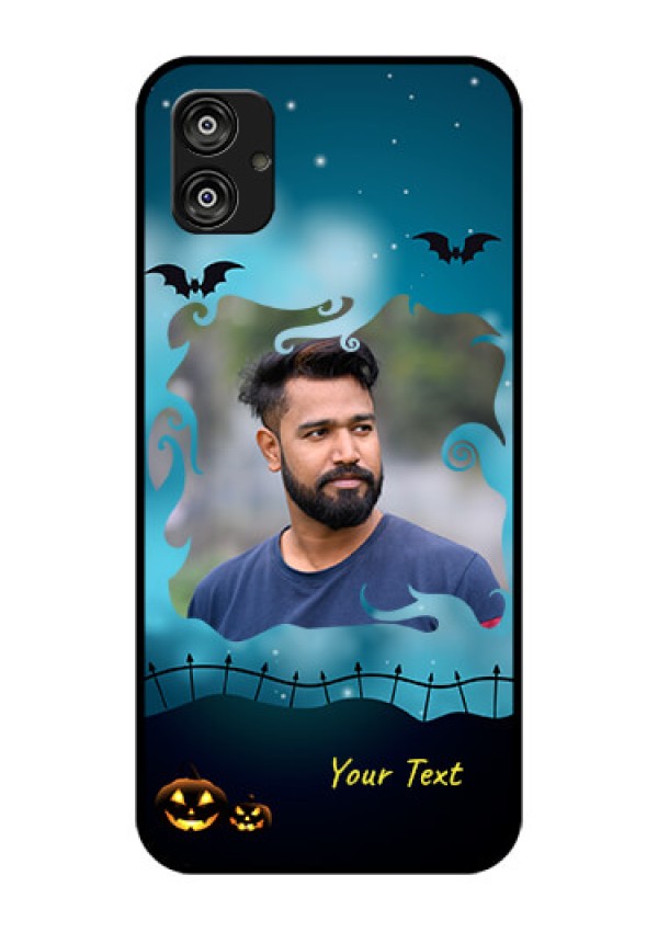 Samsung Galaxy F04 Custom Glass Phone Case - Halloween frame design