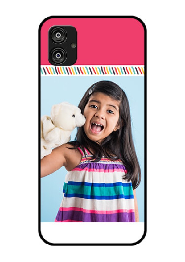 Samsung Galaxy F04 Personalized Glass Phone Case - Line art design