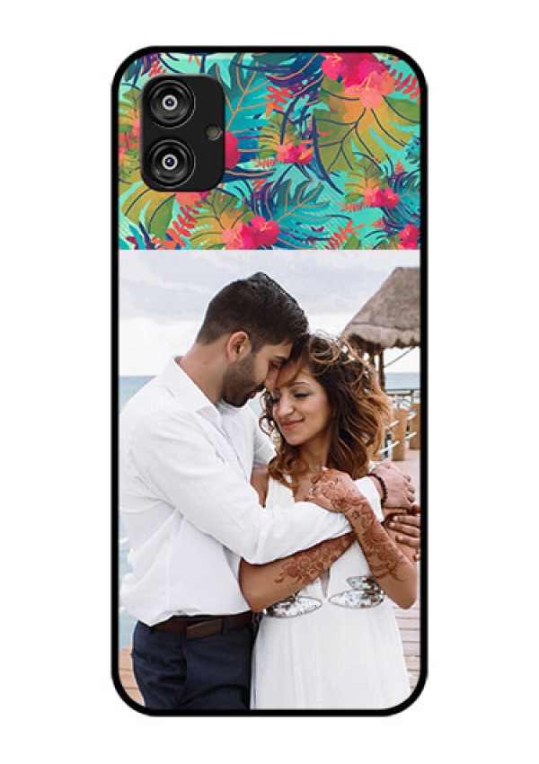 Samsung Galaxy F04 Photo Printing on Glass Case - Watercolor Floral Design