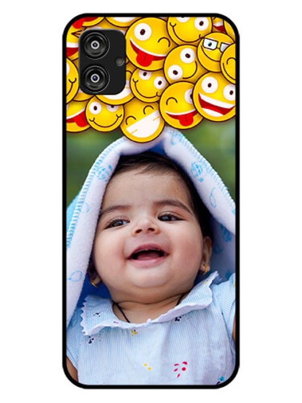Custom Samsung Galaxy F04 Custom Glass Mobile Case - with Smiley Emoji Design
