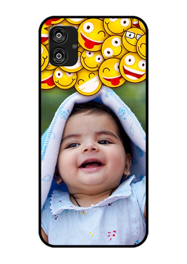 Samsung Galaxy F04 Custom Glass Mobile Case - with Smiley Emoji Design