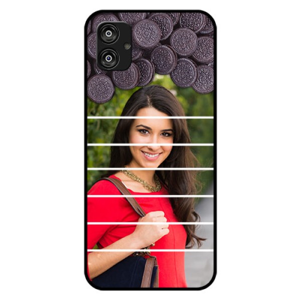 Samsung Galaxy F04 Custom Glass Phone Case - with Oreo Biscuit Design Samsung Galaxy F04 Custom Glass Phone Case - with Oreo Biscuit Design