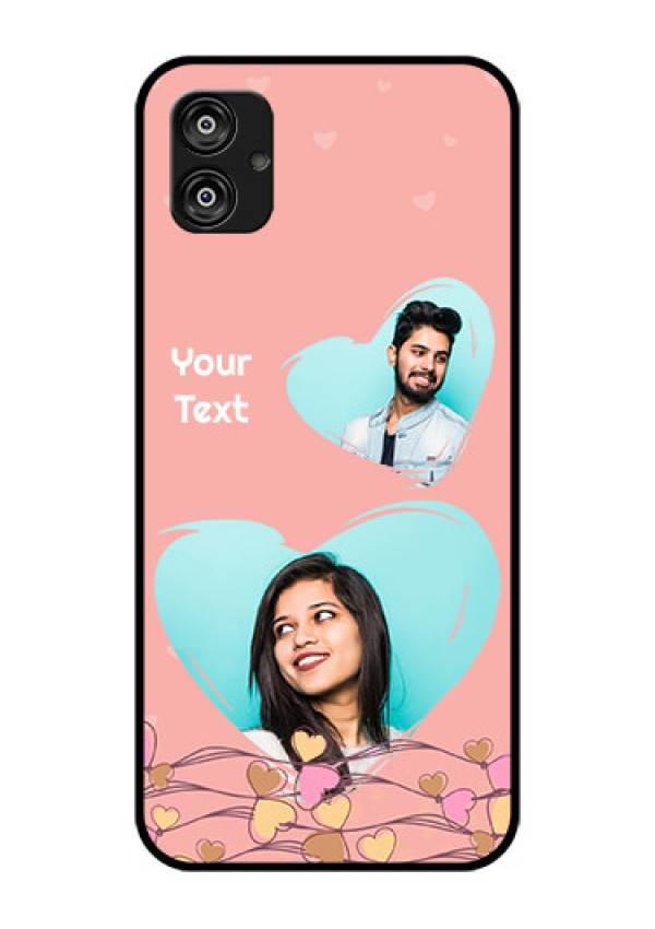 Samsung Galaxy F04 Custom Glass Mobile Case - Love Doodle Design