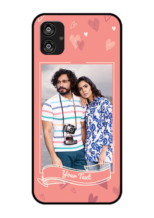 Samsung Galaxy F04 Custom Glass Phone Case - Love doodle art Design