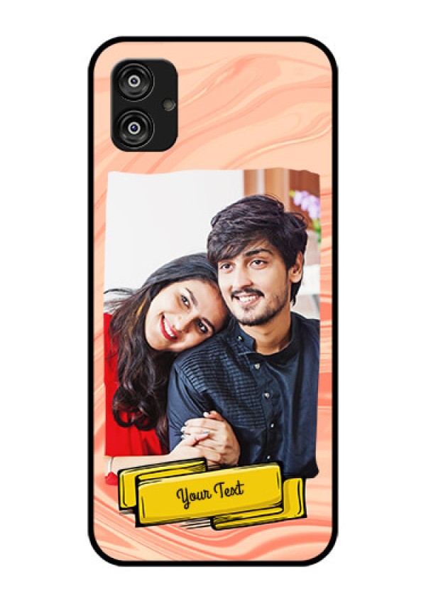 Samsung Galaxy F04 Personalized Glass Phone Case - Marble Texture Design