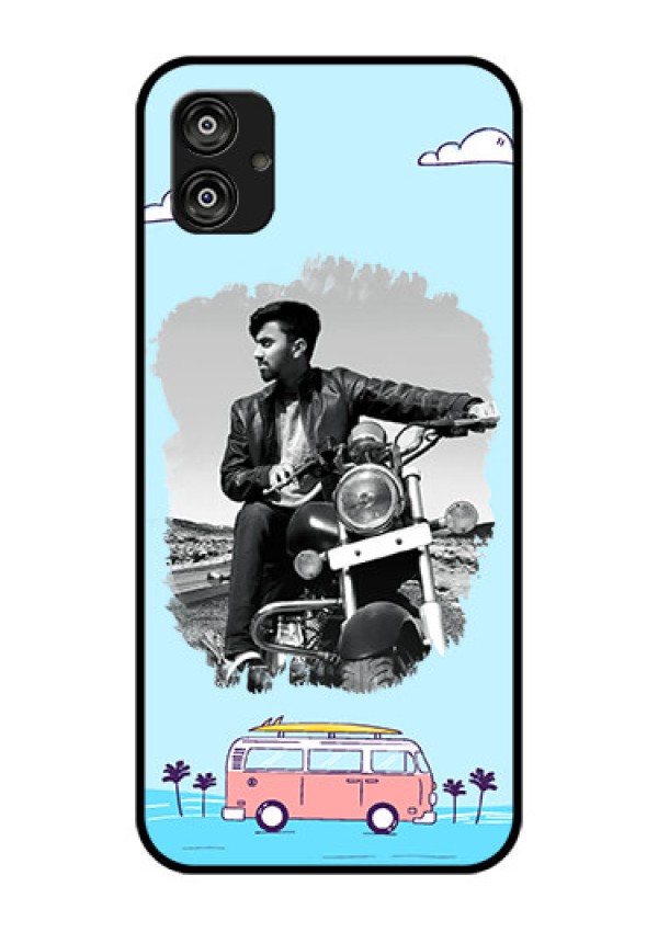 Samsung Galaxy F04 Photo Printing on Glass Case - Travel & Adventure Design