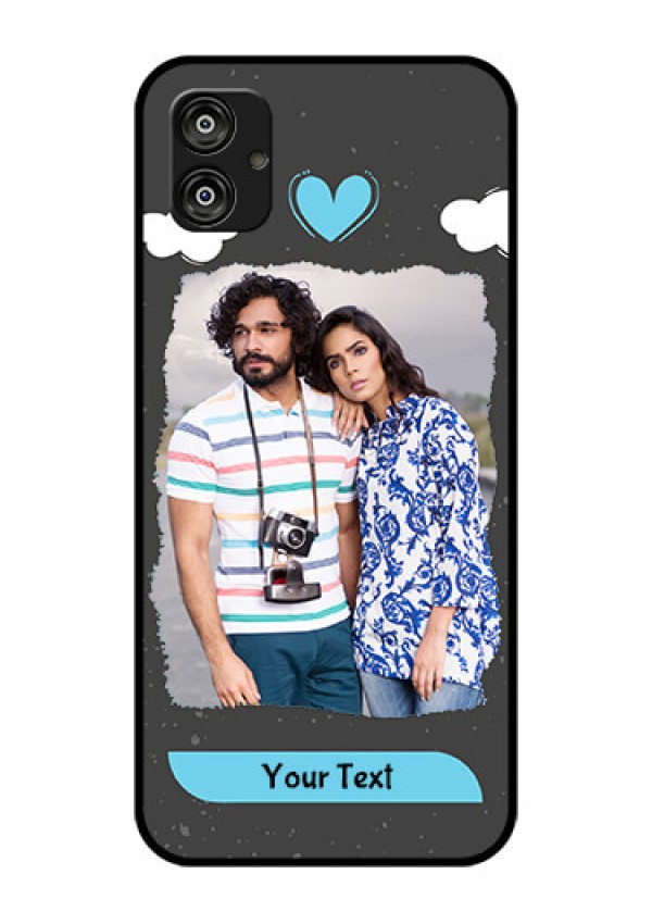 Samsung Galaxy F04 Custom Glass Phone Case - Splashes with love doodles Design
