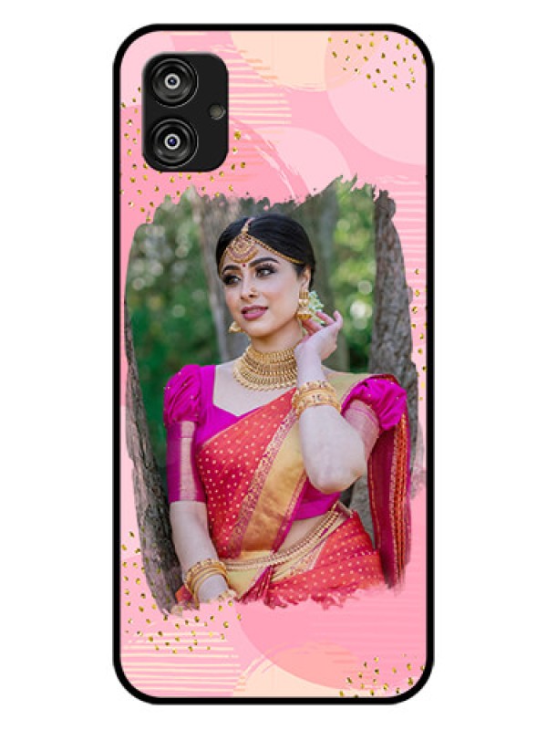 Custom Samsung Galaxy F04 Personalized Glass Phone Case - Gold Glitter Splash Design