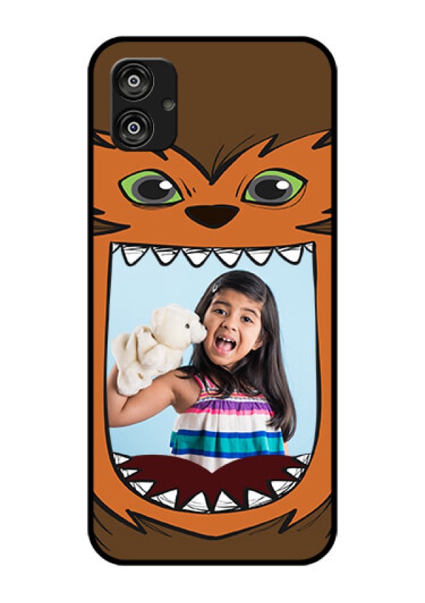 Samsung Galaxy F04 Photo Printing on Glass Case - Owl Monster Back Case Design