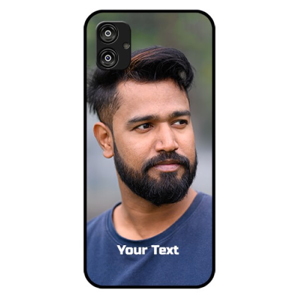 Samsung Galaxy F04 Glass Mobile Cover: Photo with Text