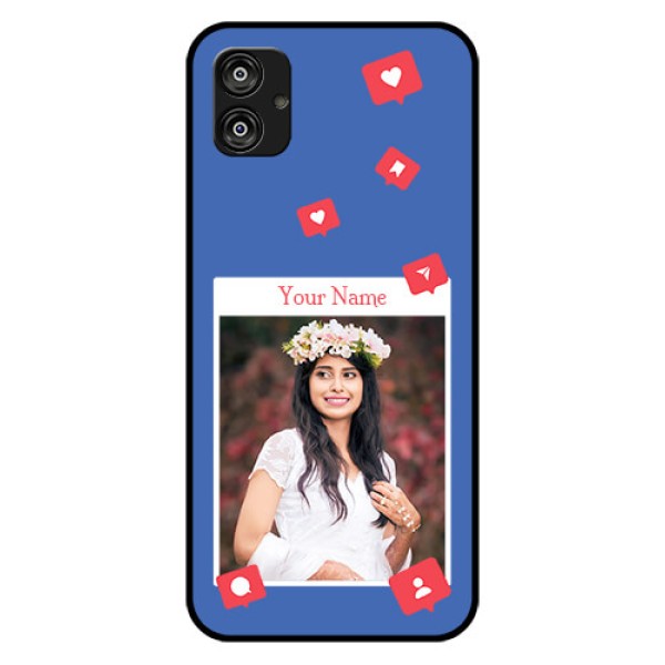 Galaxy F04 Custom Glass Phone Case - Like Share And Comment Design