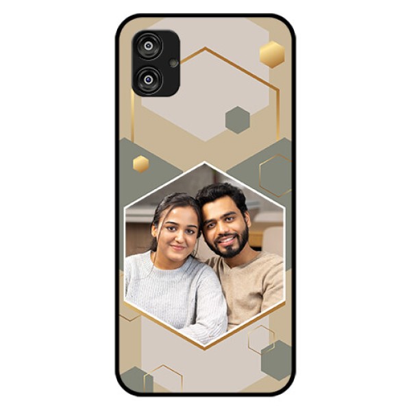 Galaxy F04 Photo Printing on Glass Case - Stylish Hexagon Pattern Design Galaxy F04 Photo Printing on Glass Case - Stylish Hexagon Pattern Design