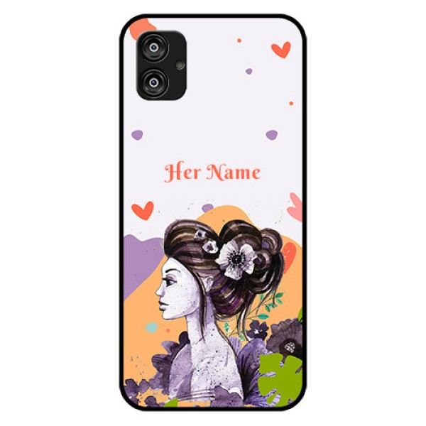 Galaxy F04 Personalized Glass Phone Case - Woman And Nature Design