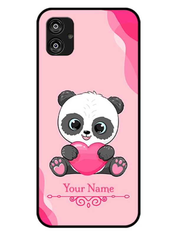 Custom Galaxy F04 Custom Glass Mobile Case - Cute Panda Design