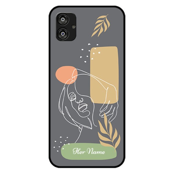 Galaxy F04 Custom Glass Phone Case - Gazing Woman line art Design