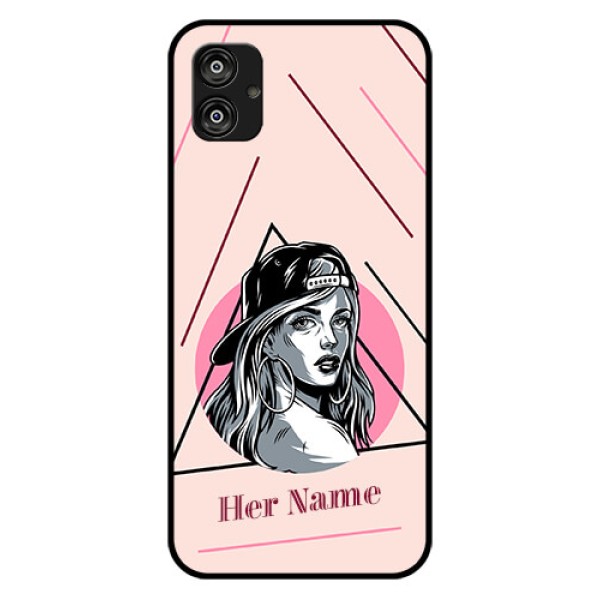 Galaxy F04 Personalized Glass Phone Case - Rockstar Girl Design