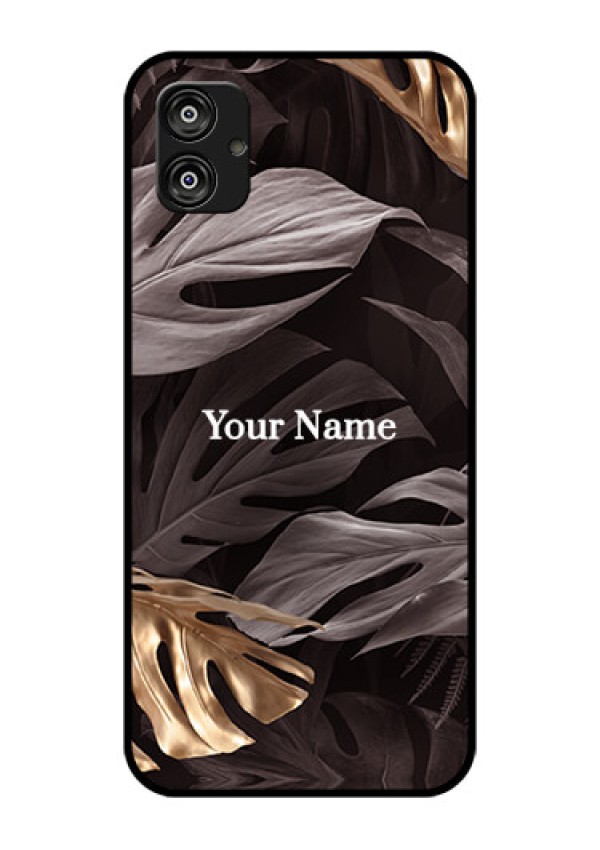 Galaxy F04 Personalised Glass Phone Case - Wild Leaves digital paint Design