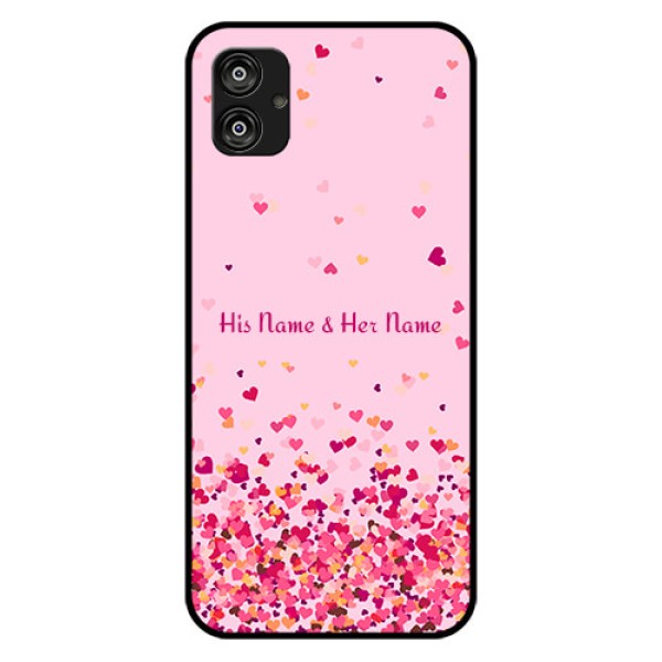 Galaxy F04 Photo Printing on Glass Case - Floating Hearts Design