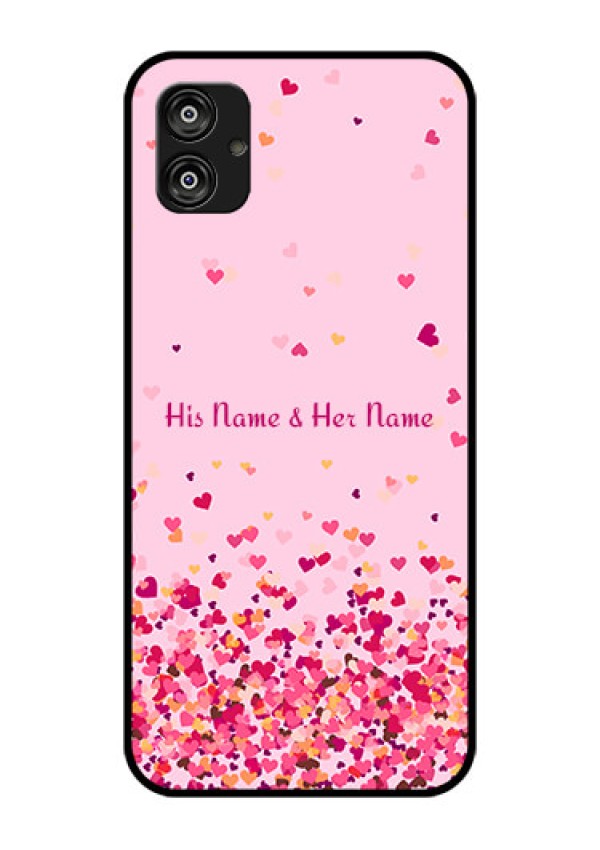 Galaxy F04 Photo Printing on Glass Case - Floating Hearts Design