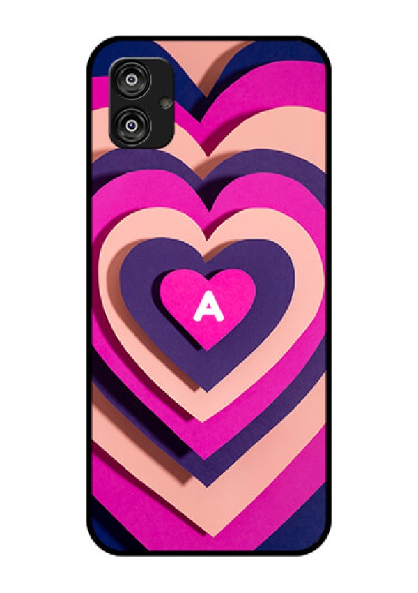 Galaxy F04 Custom Glass Mobile Case - Cute Heart Pattern Design