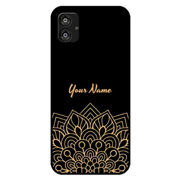 Galaxy F04 Custom Glass Phone Case - Golden mandala Design