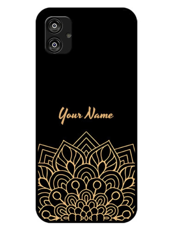 Custom Galaxy F04 Custom Glass Phone Case - Golden mandala Design