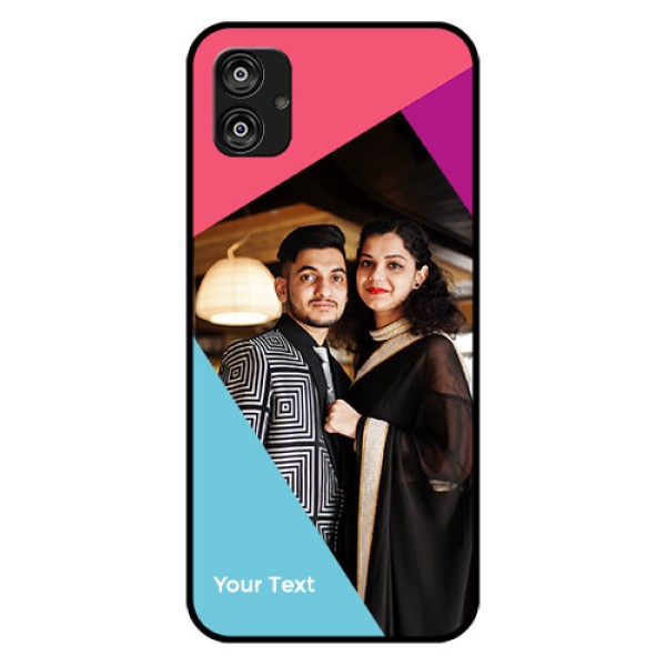 Galaxy F04 Custom Glass Mobile Case - Stacked Triple colour Design