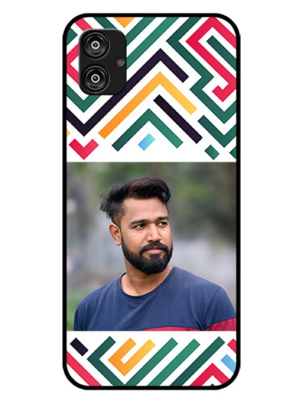 Custom Galaxy F04 Personalized Glass Phone Case - Colorful Maze Pattern Design