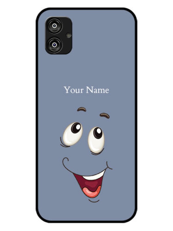 Custom Galaxy F04 Photo Printing on Glass Case - Laughing Cartoon Face Design